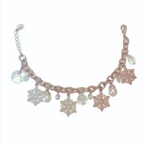 Snowflakes Pearls and Crystals Charm Bracelet